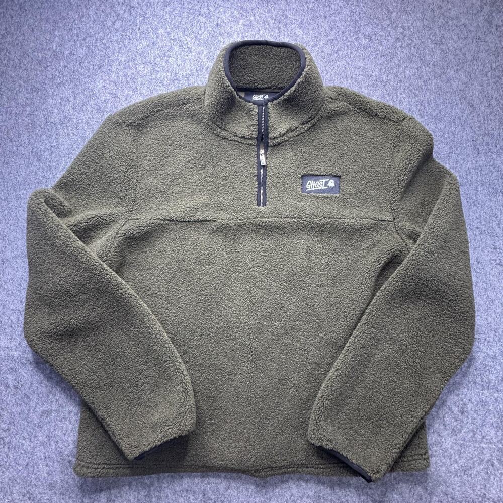 Ghost Jacket Mens XL Green Sherpa Fleece 1/4 Zip Lined Pullover Outdoor Anorak